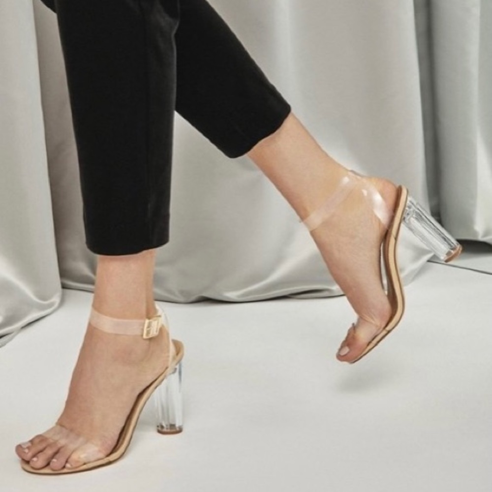 Transparent Heel with Gold Accessories